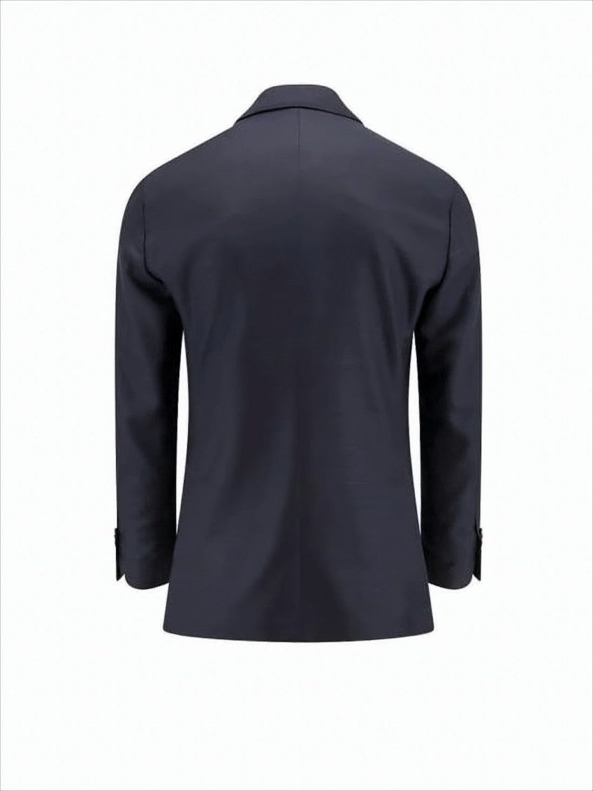 Tailored Black Jacket with Floral Lapel Pin
