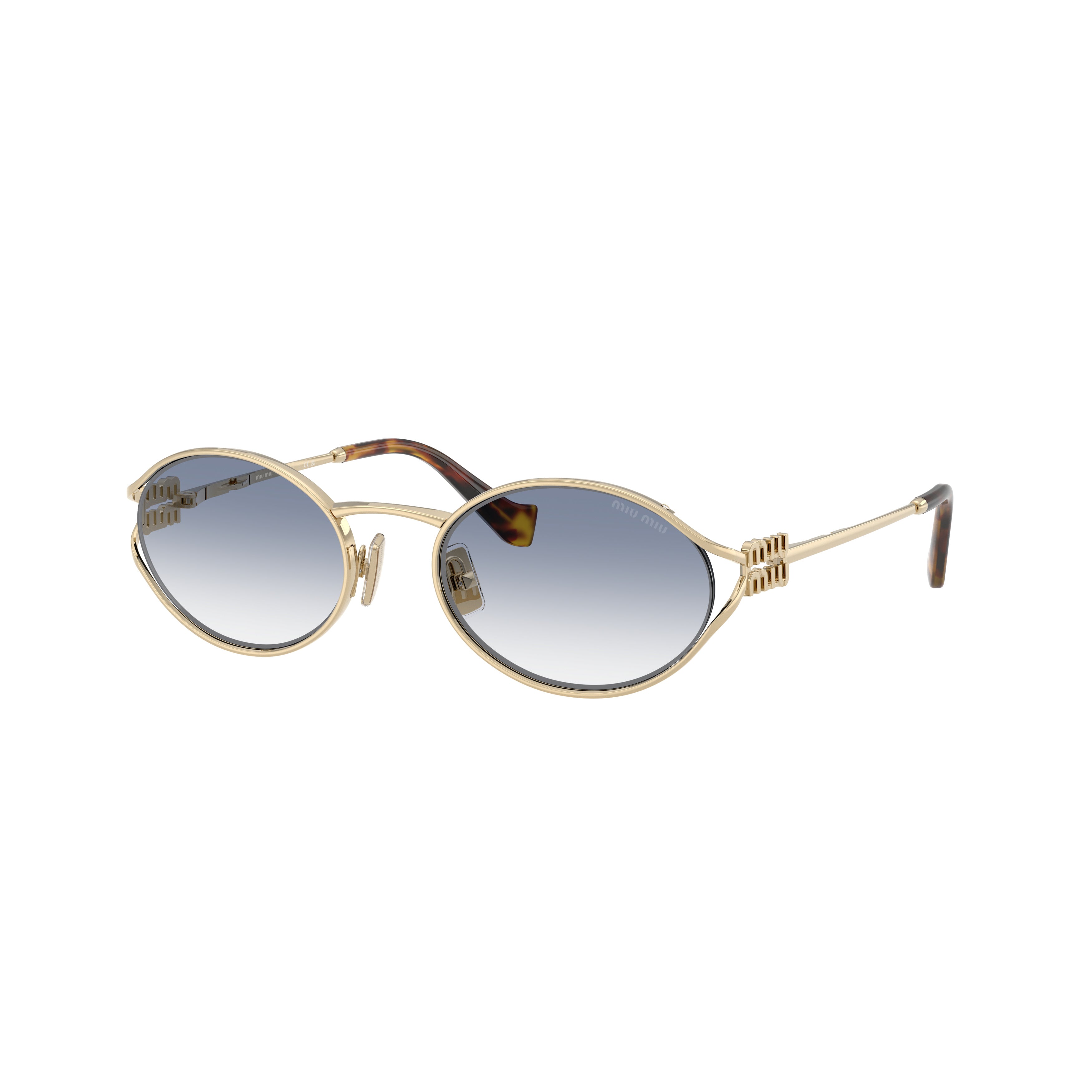 0mu 52ys Oval-Shaped Sunglasses with Gold Metal Frames