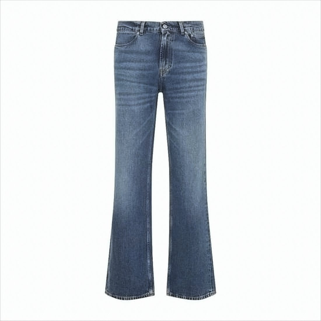 Classic Blue Denim Pants with Flared Leg