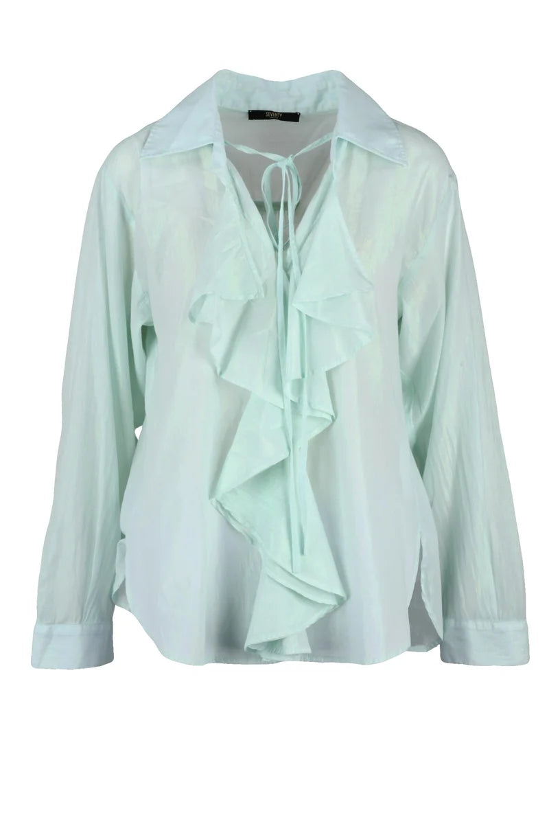 Lamé Blouse - Aqua Green
