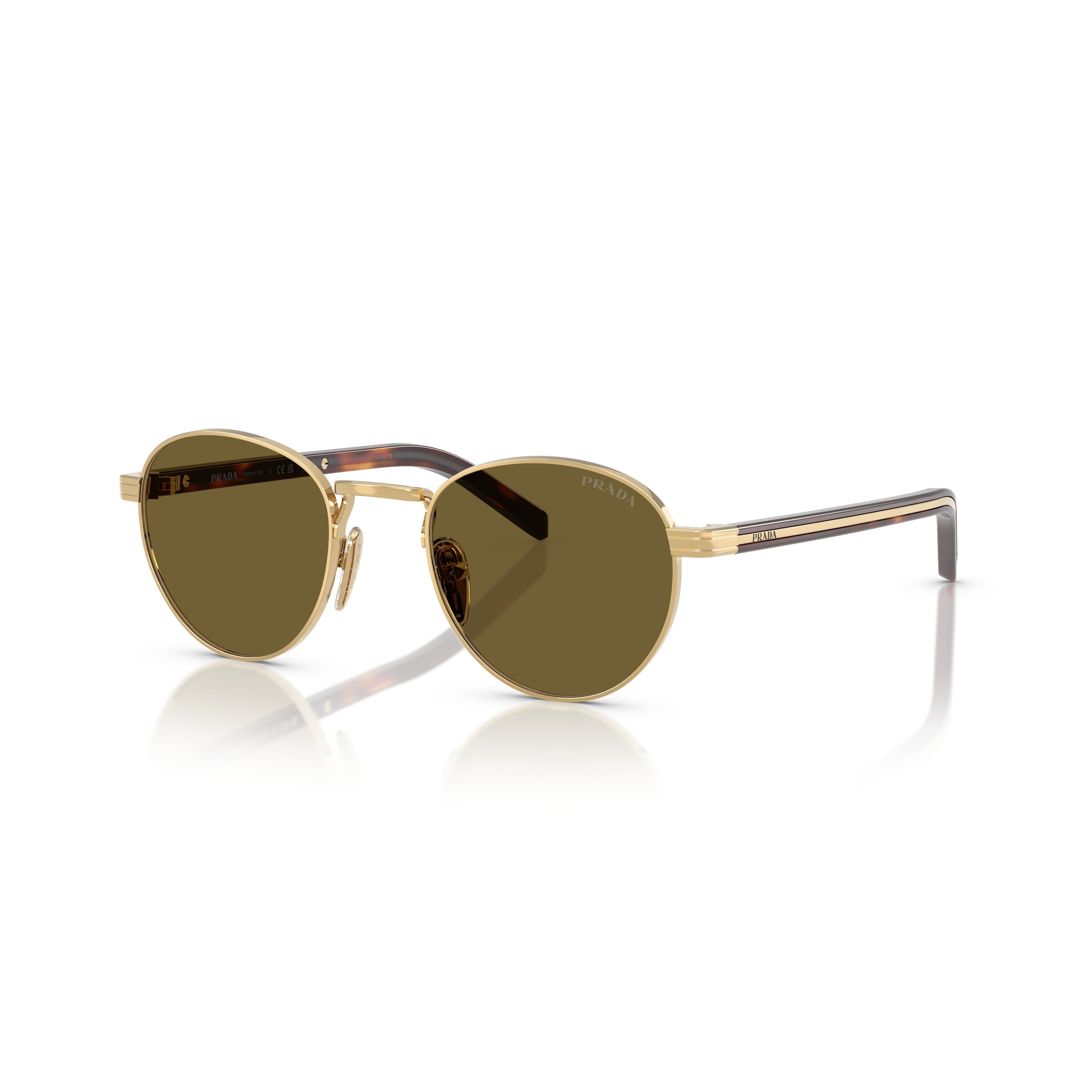 0pr B52s Round Frame Gold-tone Metal Sunglasses