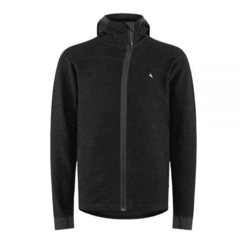 Textured Black Casual Jacket with Attached Hood