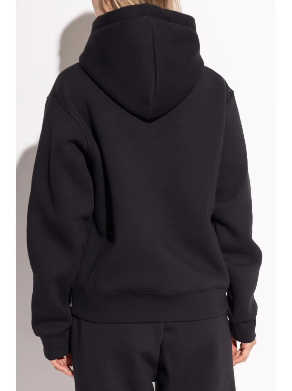 Iconic Black Hooded Logo Cotton Sweatshirt
