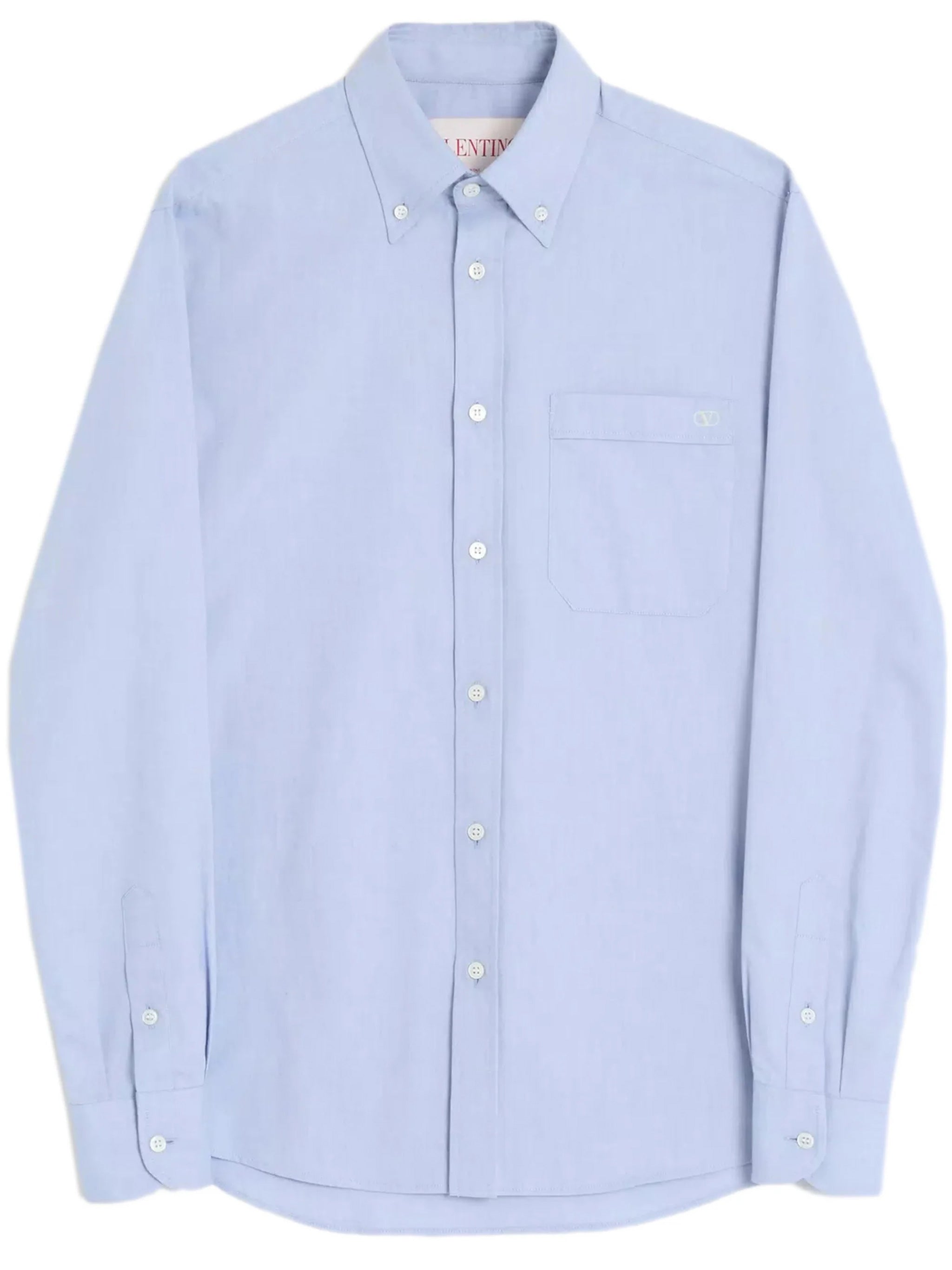 Light Blue Cotton Button-Up Tailored Shirt