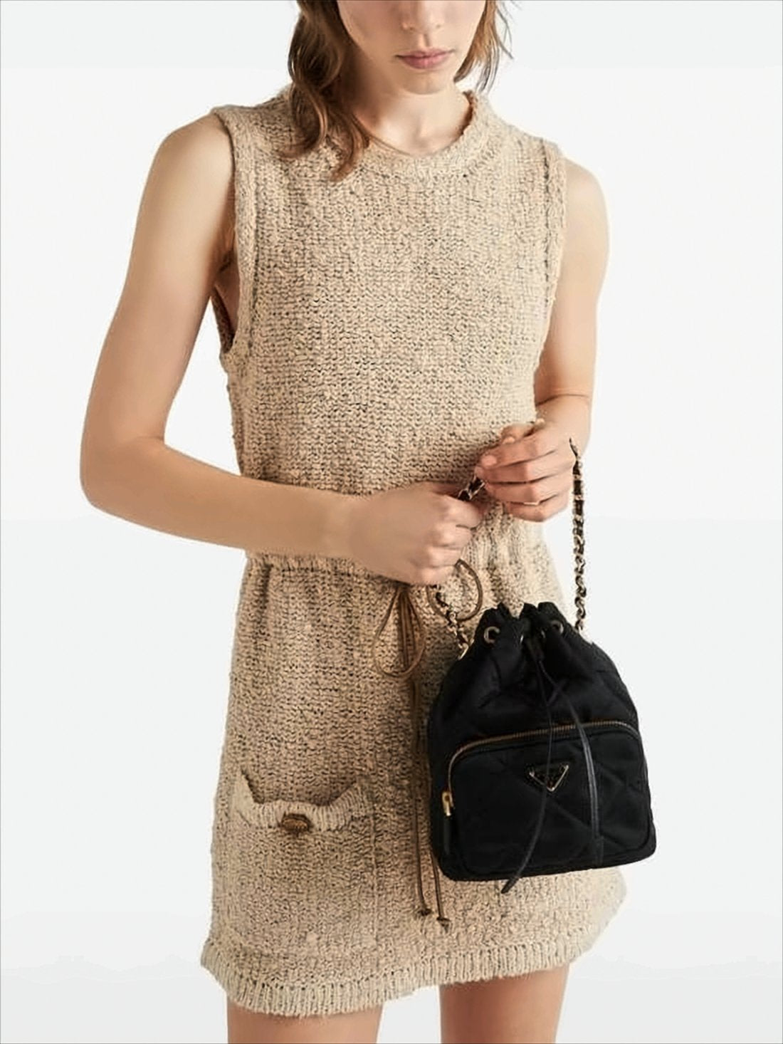 Compact Quilted Nylon Shoulder Bag