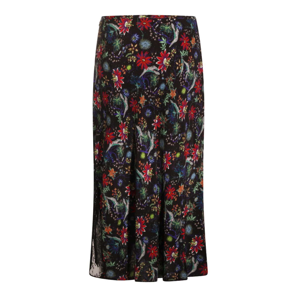 Flared Midi Skirt with Floral Pattern