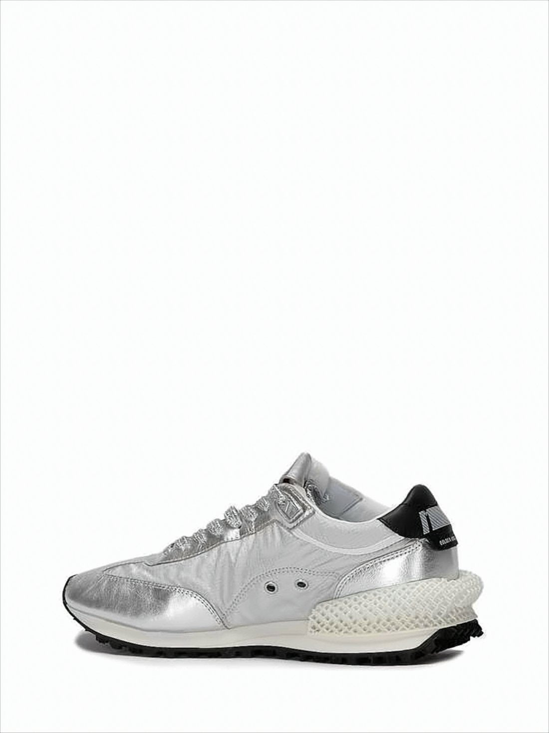Metallic Silver Sneakers with Black Star Detailing