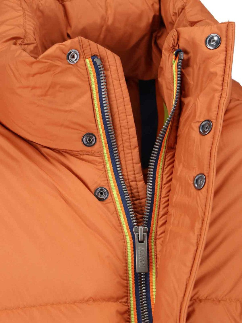 Vibrant Orange Minimalist Jacket With High Collar