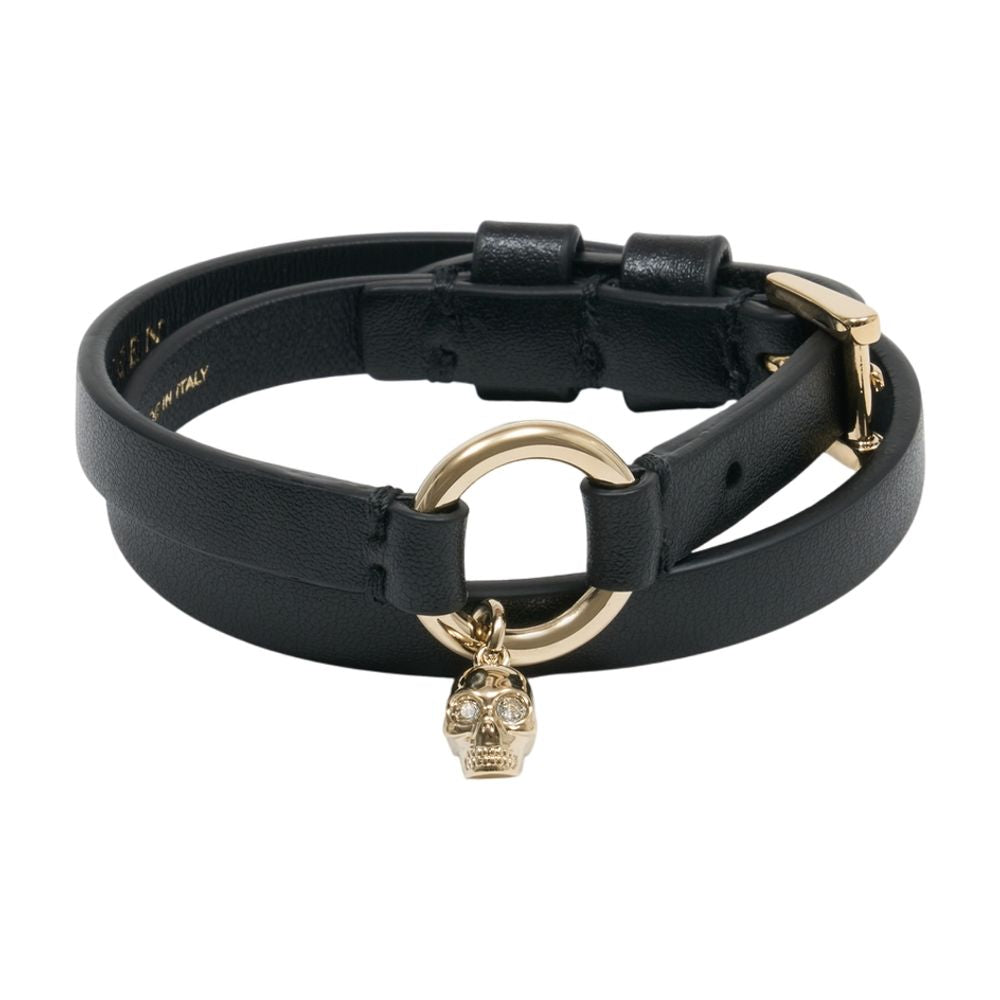 Skull Ring Double Wrap Leather Belt