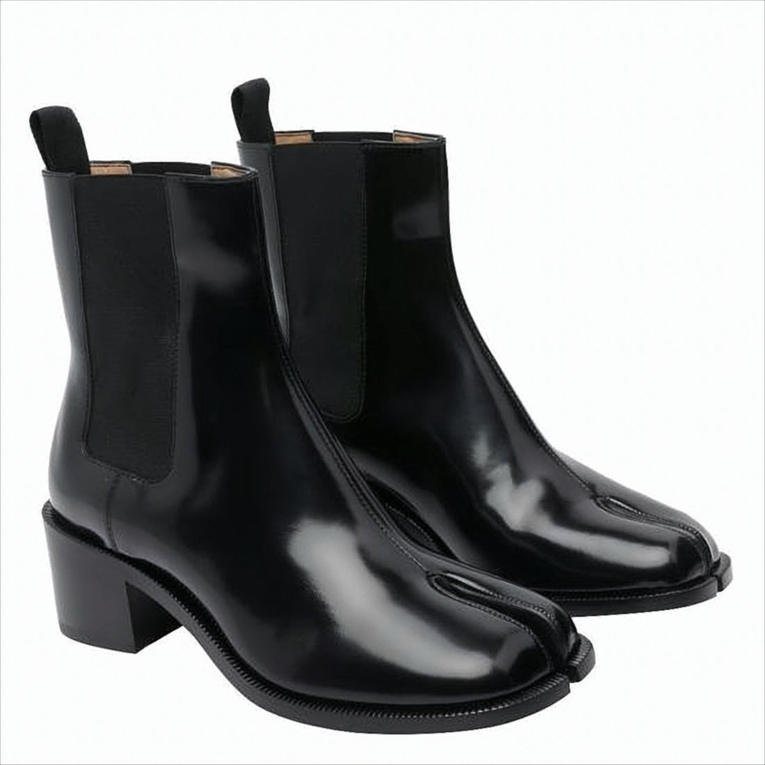 Glossy Black Ankle Boots