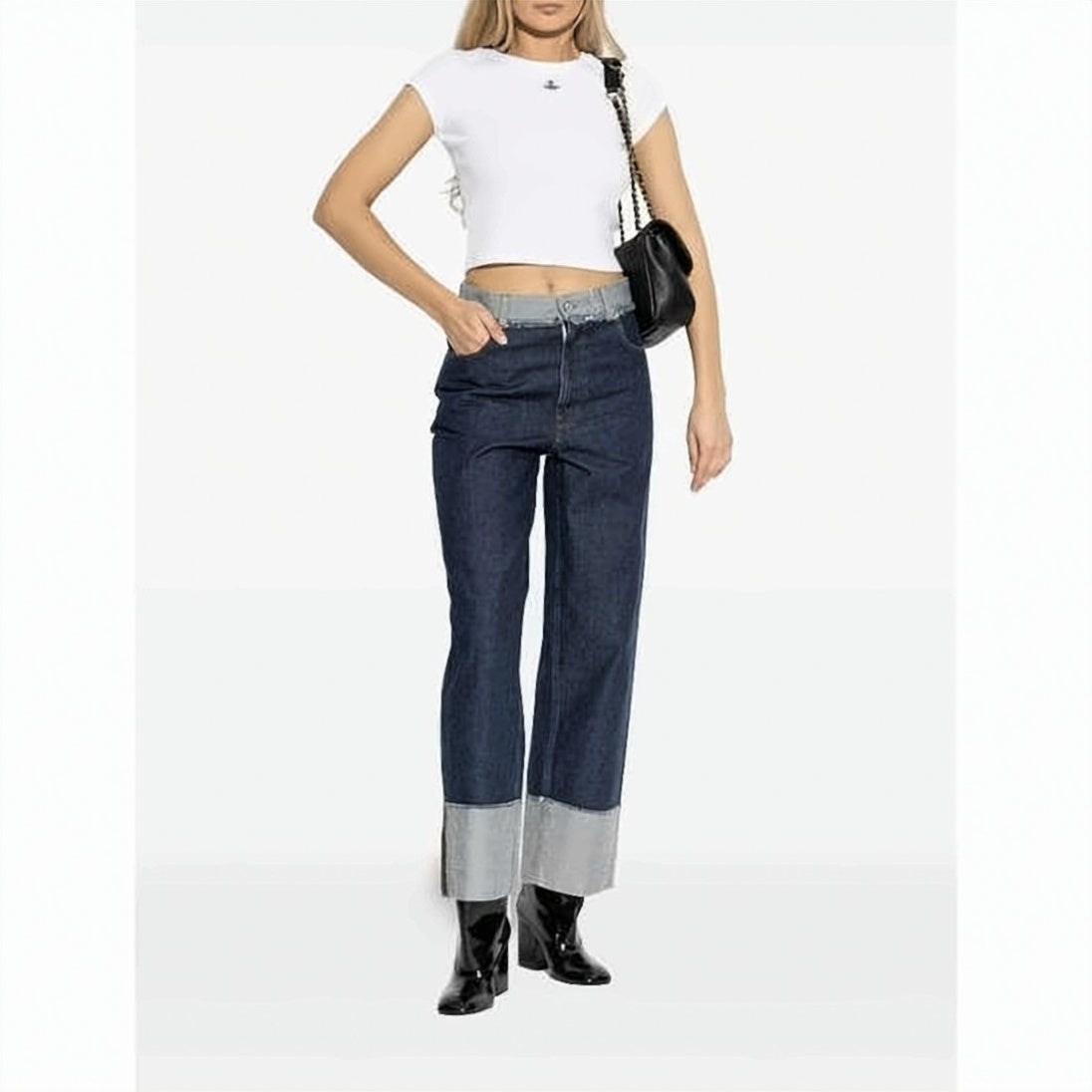 Fitted Crop Top with Classic Round Neckline