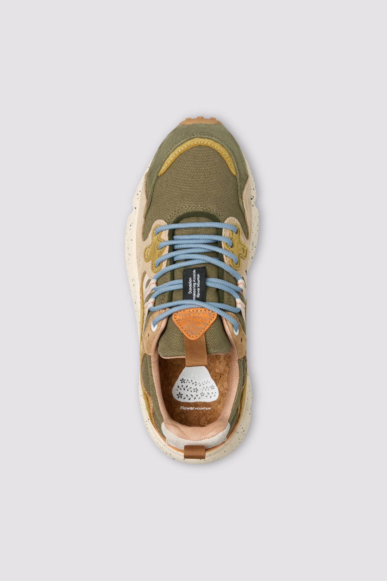 Multi-layered Olive Green Sneakers with Suede Overlays