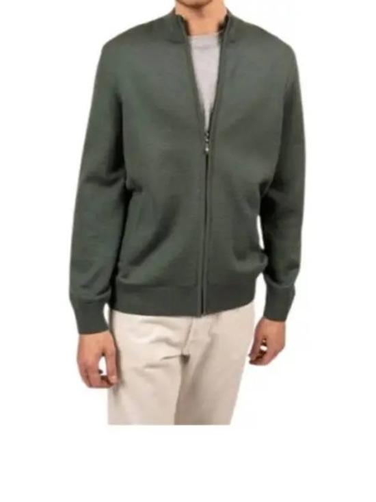 Wool Bomber Jacket With Zip-Up Front And Ribbed Finish