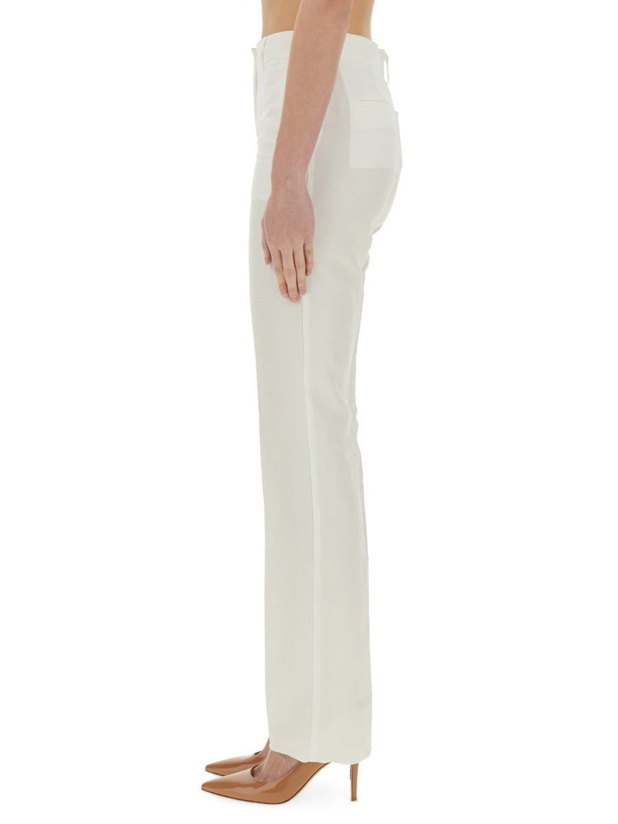 Straight-Fit Tailored Pants With Mid-Rise Waist