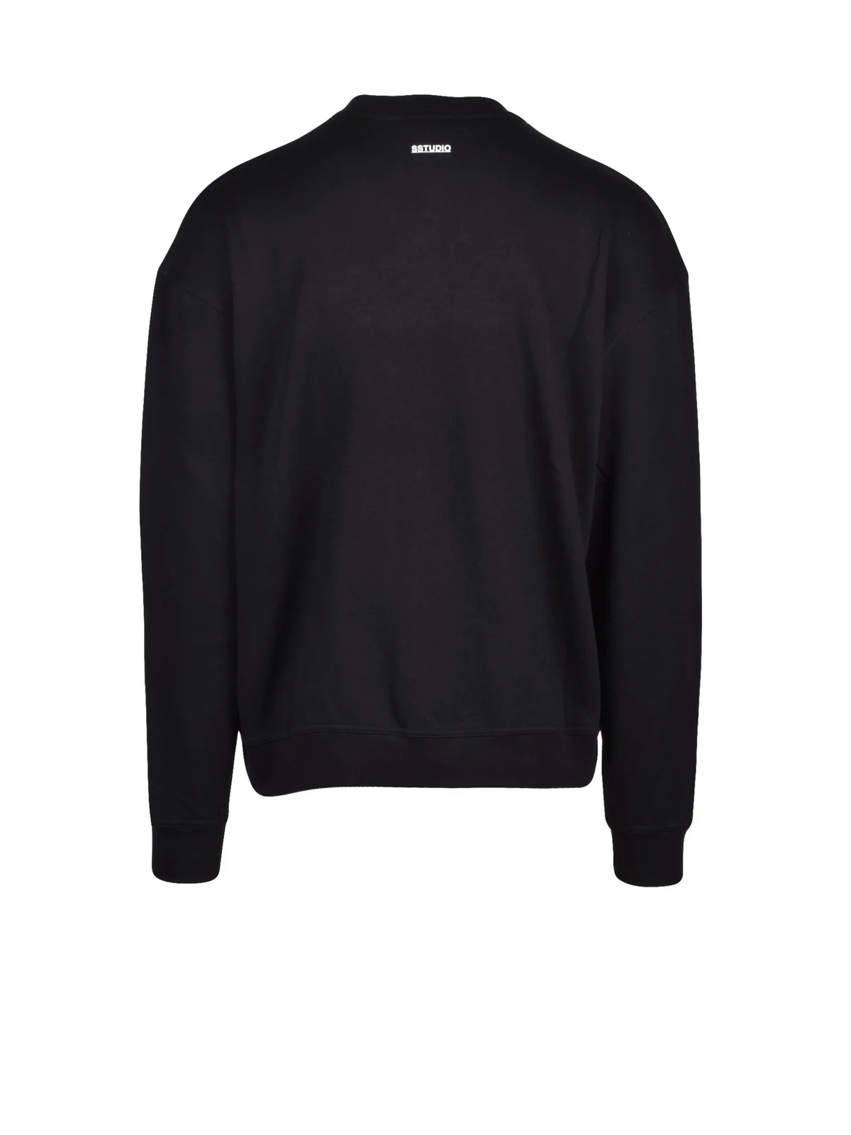 Black Cotton Crewneck Sweatshirt
