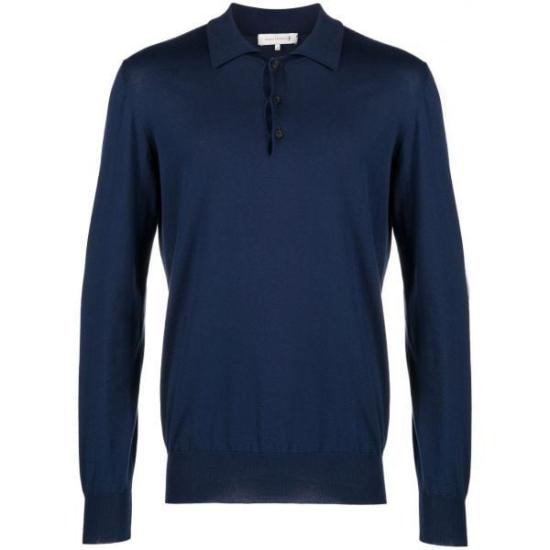 Long-Sleeve Polo Shirt with Classic Collar and Fitted Silhouette