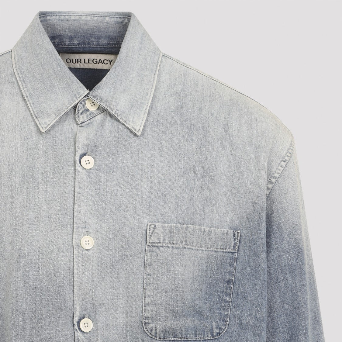 Gradient Wash Denim Button-Up Shirt