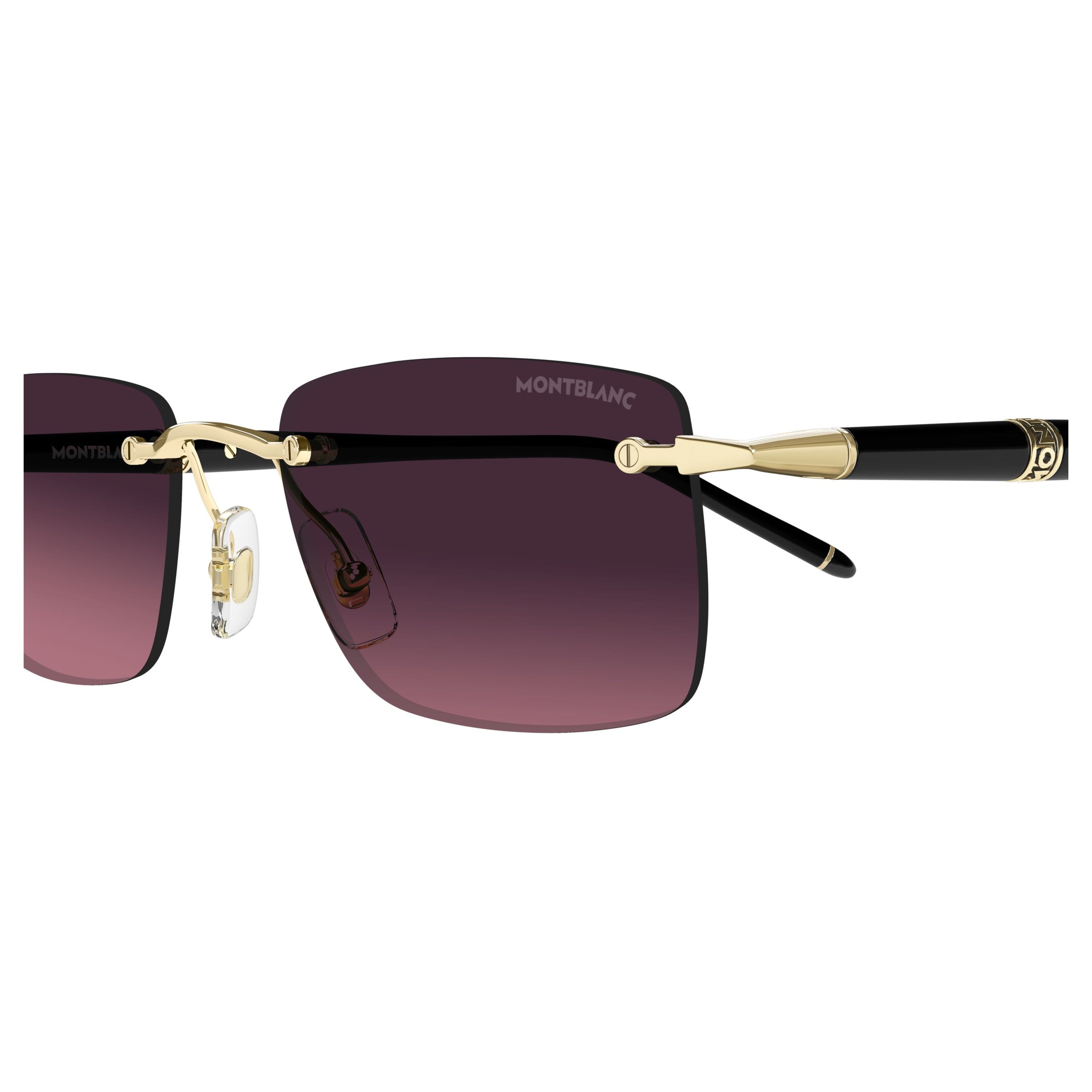 Rectangular Rimless Sunglasses with Gradient Purple Lenses