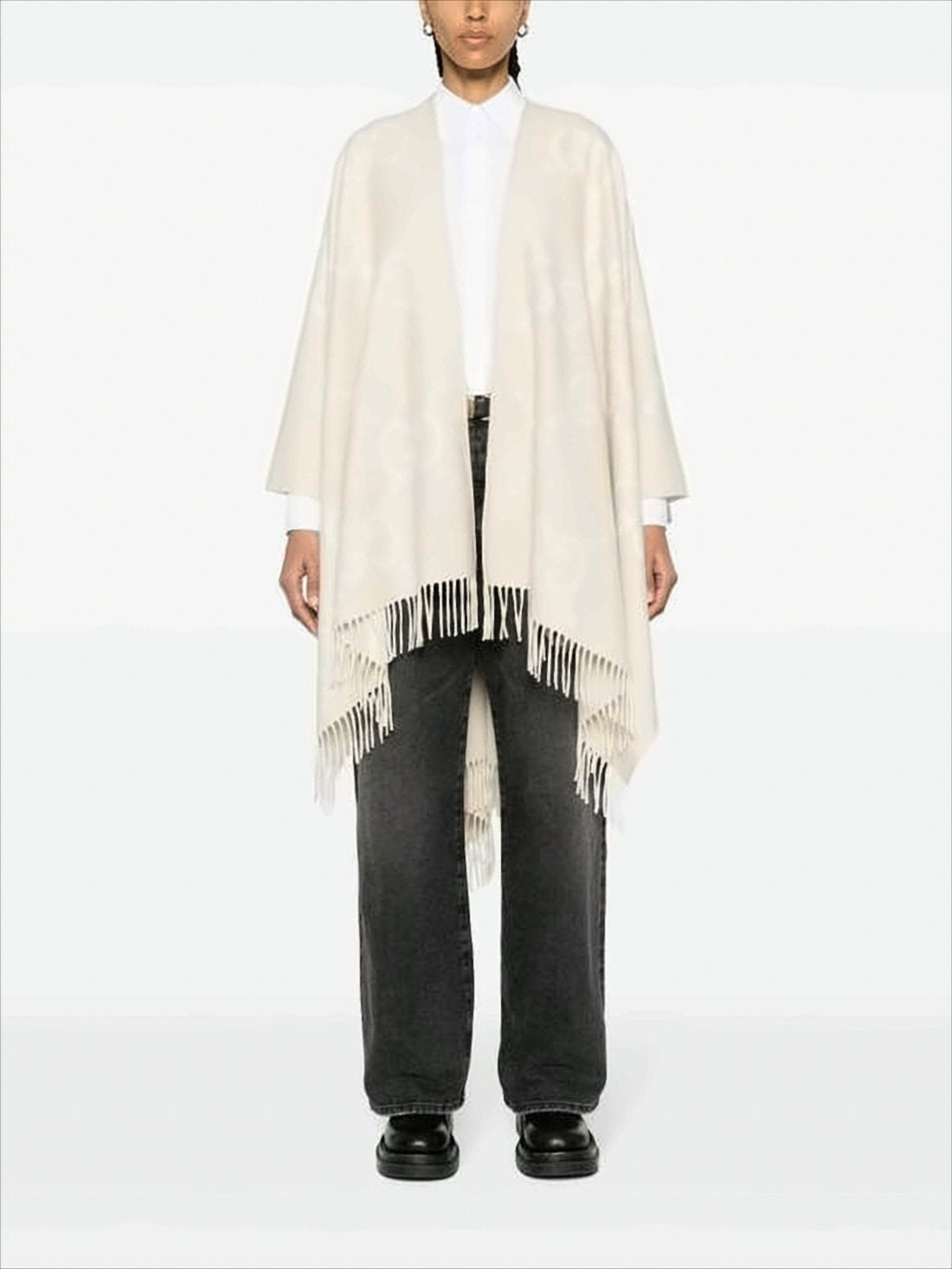 Flowing Cashmere Cape with Fringed Edges