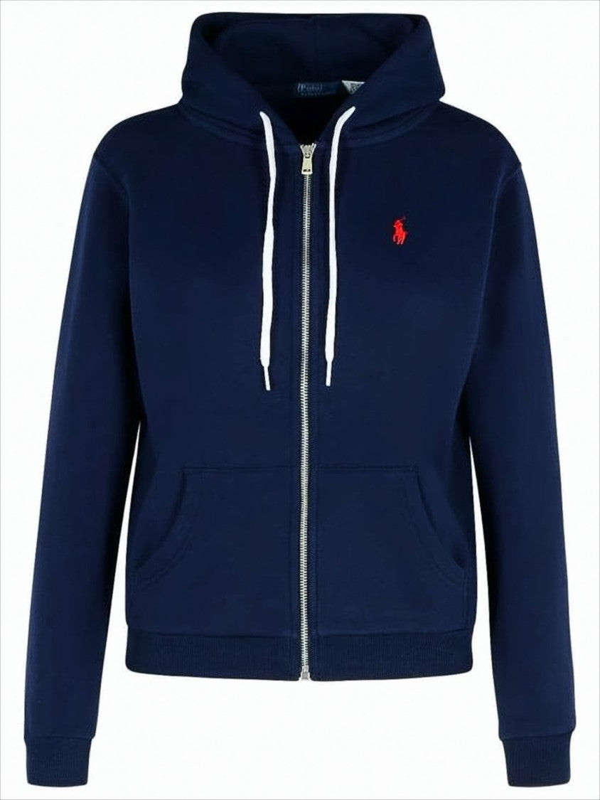 Navy Blue Zip-Up Hoodie with Drawstring