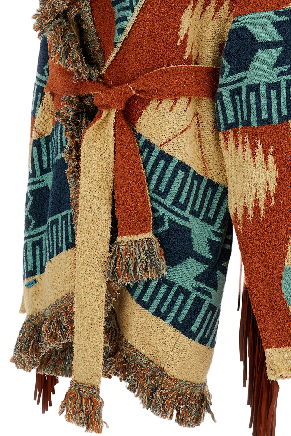 Multicolor Golden Dusk Fringed Knit Cardigan