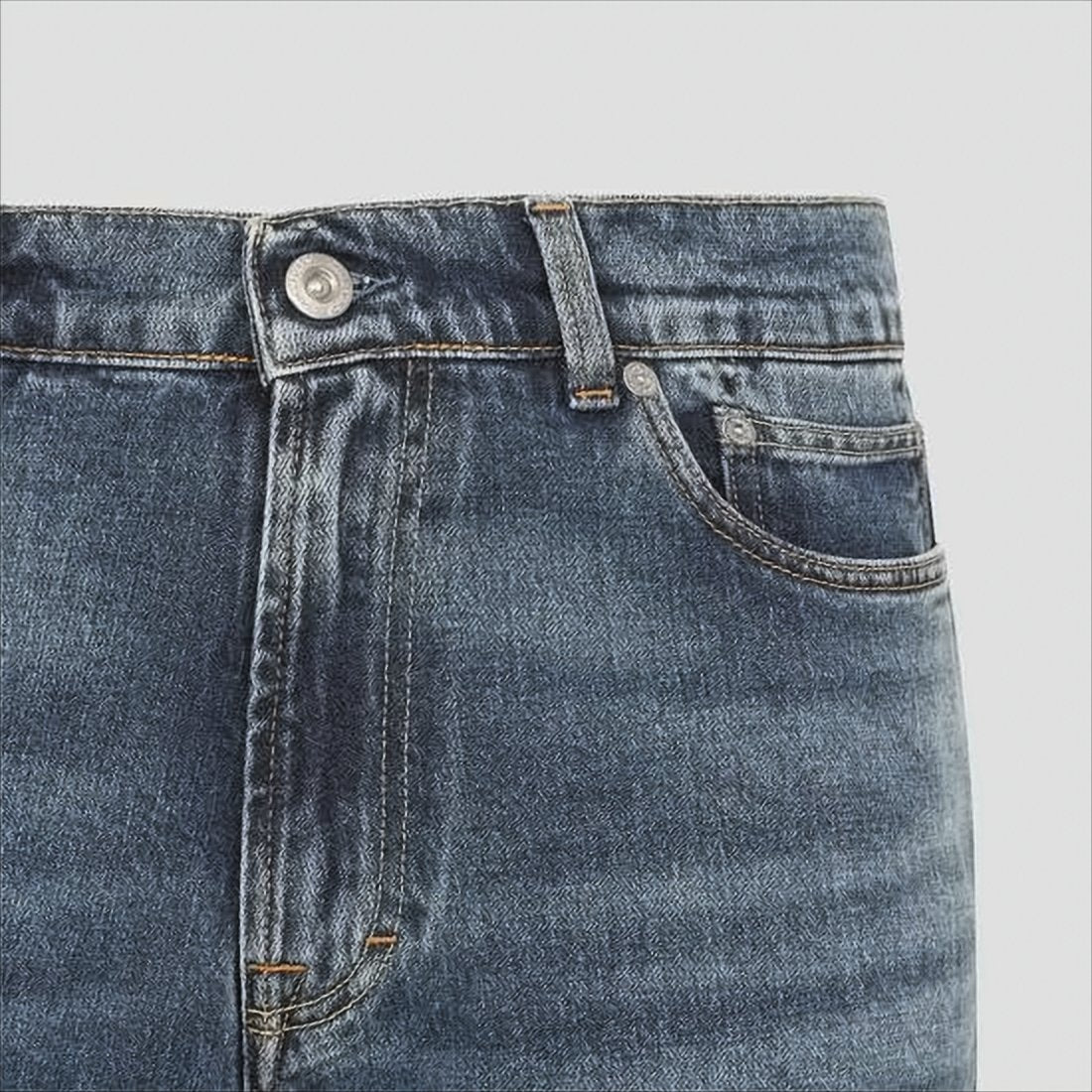 Classic Blue Denim Pants with Flared Leg