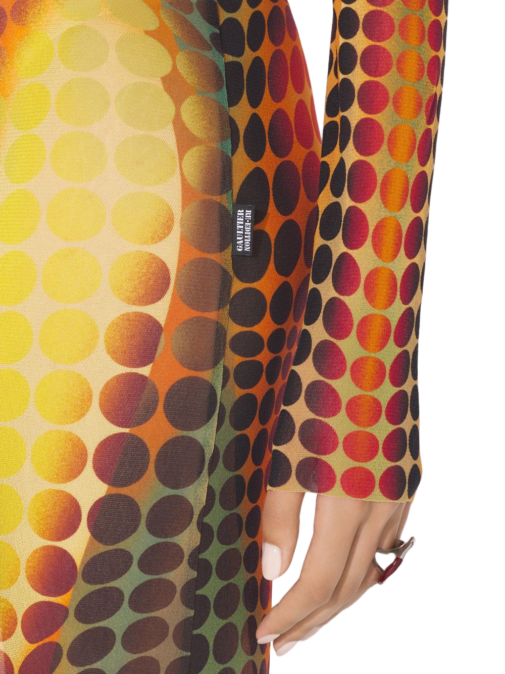 Form-Fitting Maxi Dress With Optical Dot Pattern