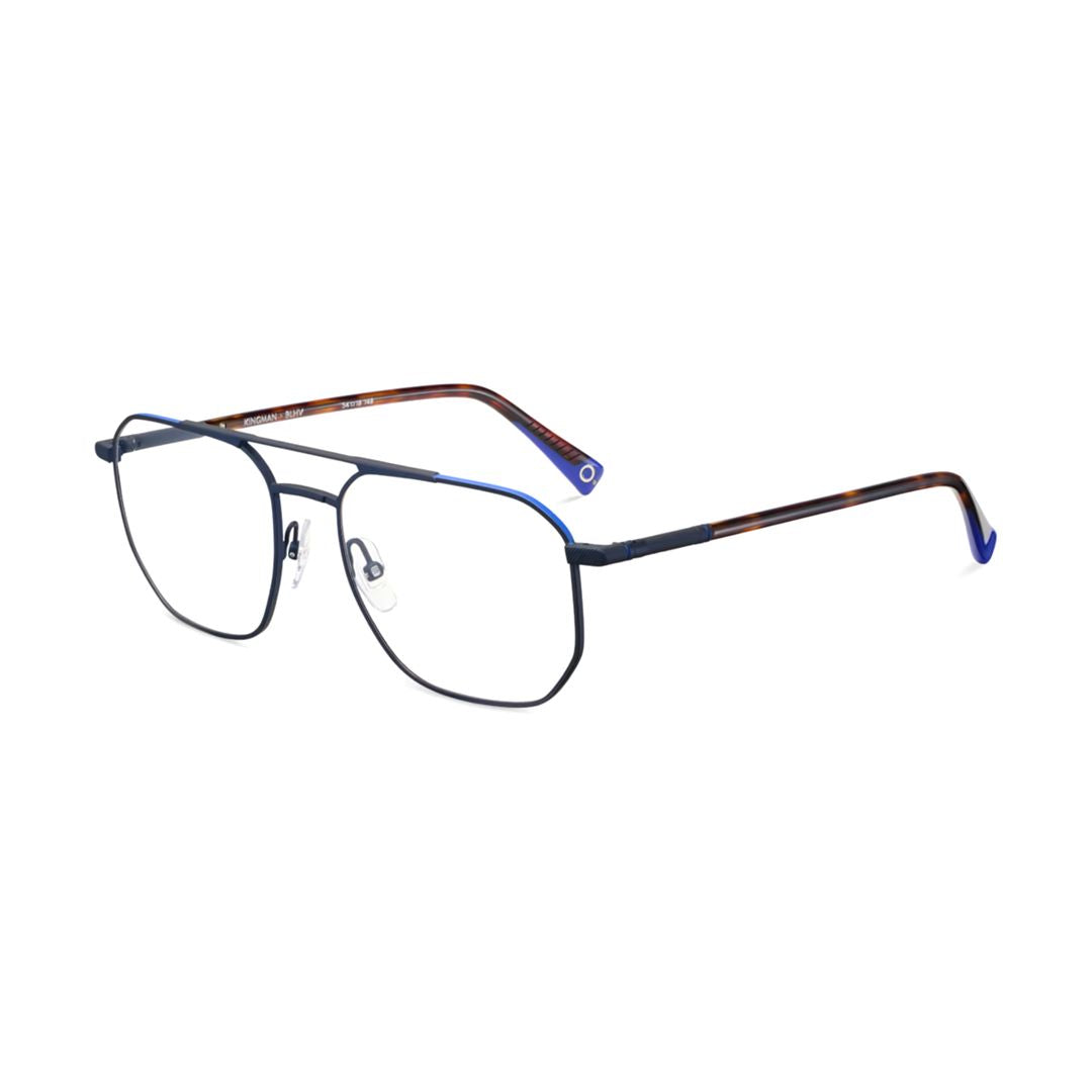 Kingman Geometric Metal Frame Eyeglasses with Tortoiseshell Temples