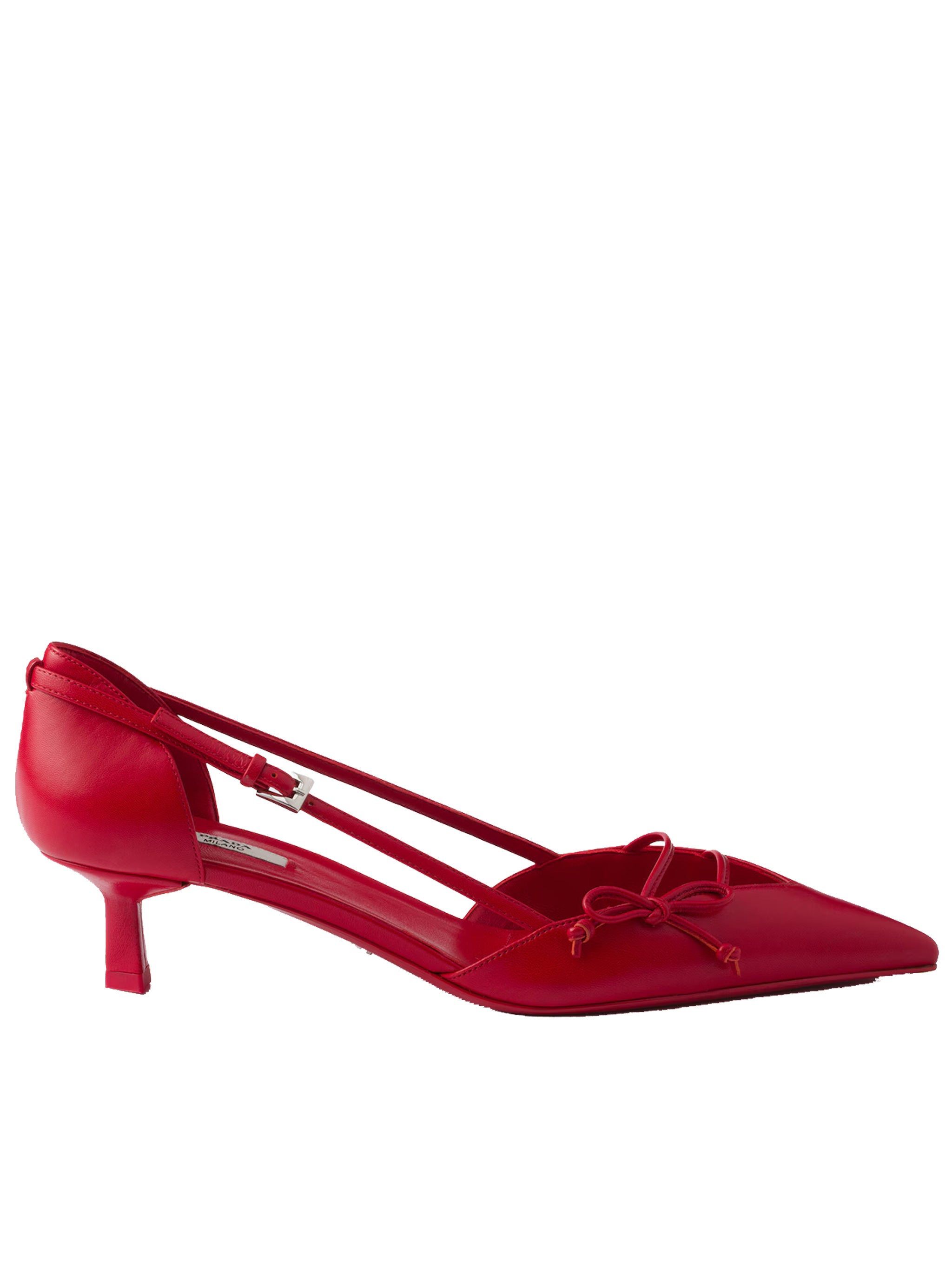Red Pointed-Toe Slingback Bow Pumps