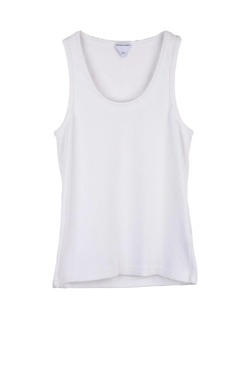 Cotton Stretch Tank - White