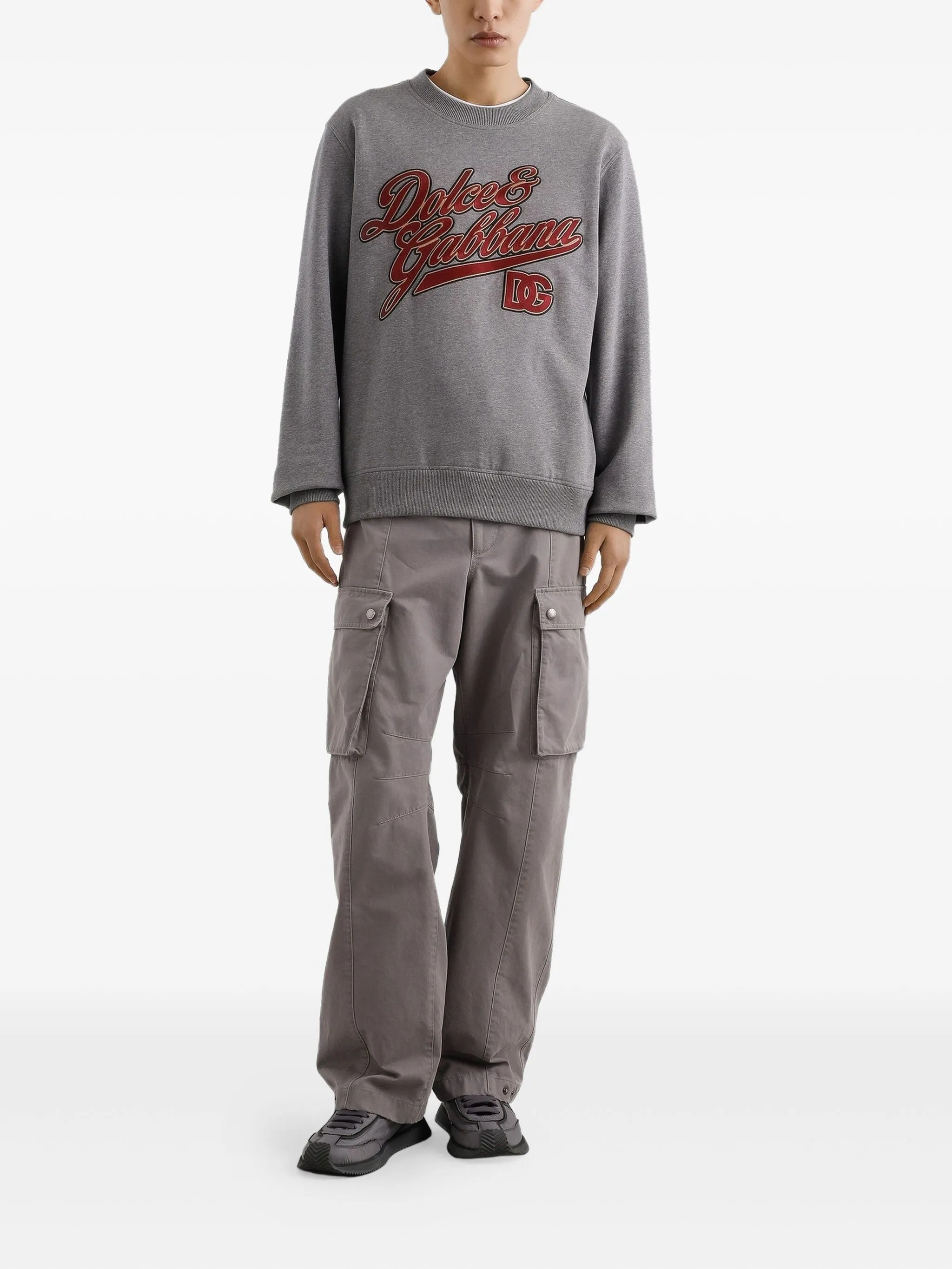 Grey Crewneck Vintage Script Logo Sweatshirt