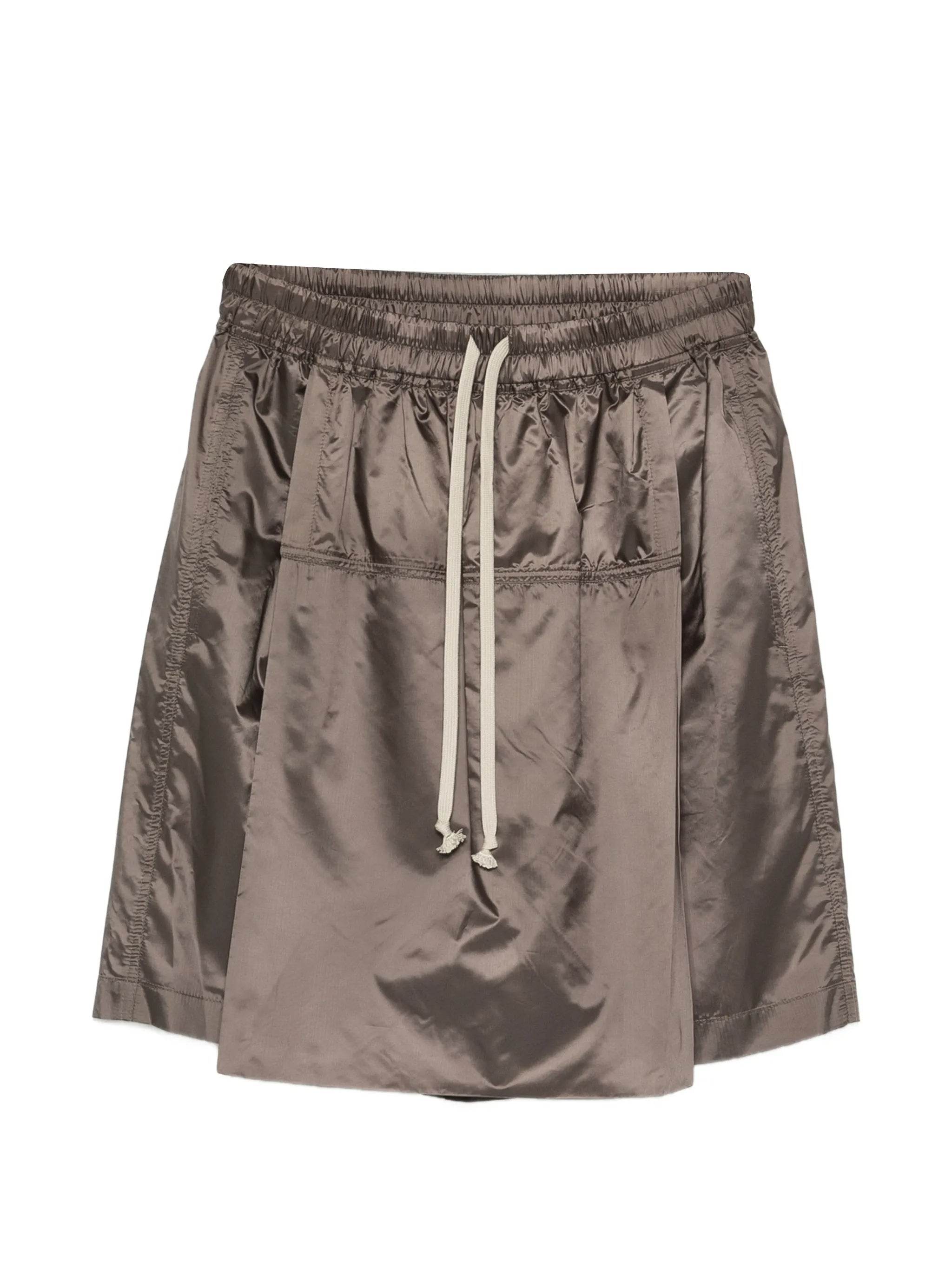 Brown Woven Kilt Bermuda Shorts