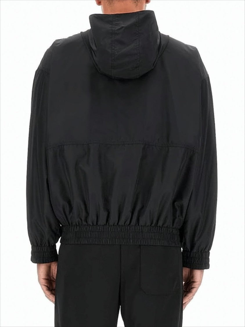 Hooded Pullover with Half-Zip and Logo Detail