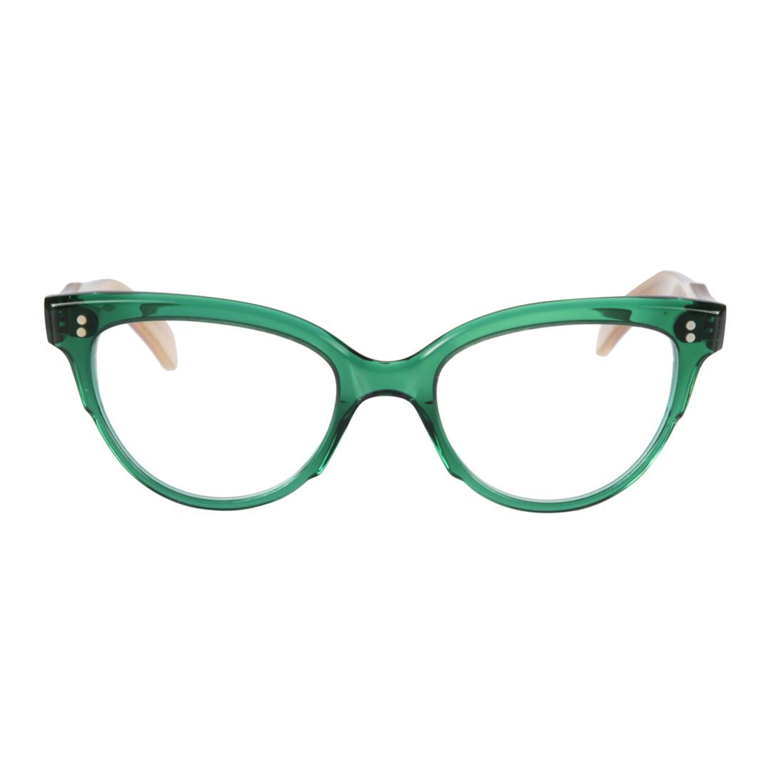 Monya Cat-Eye Frame Eyeglasses with Translucent Green Front