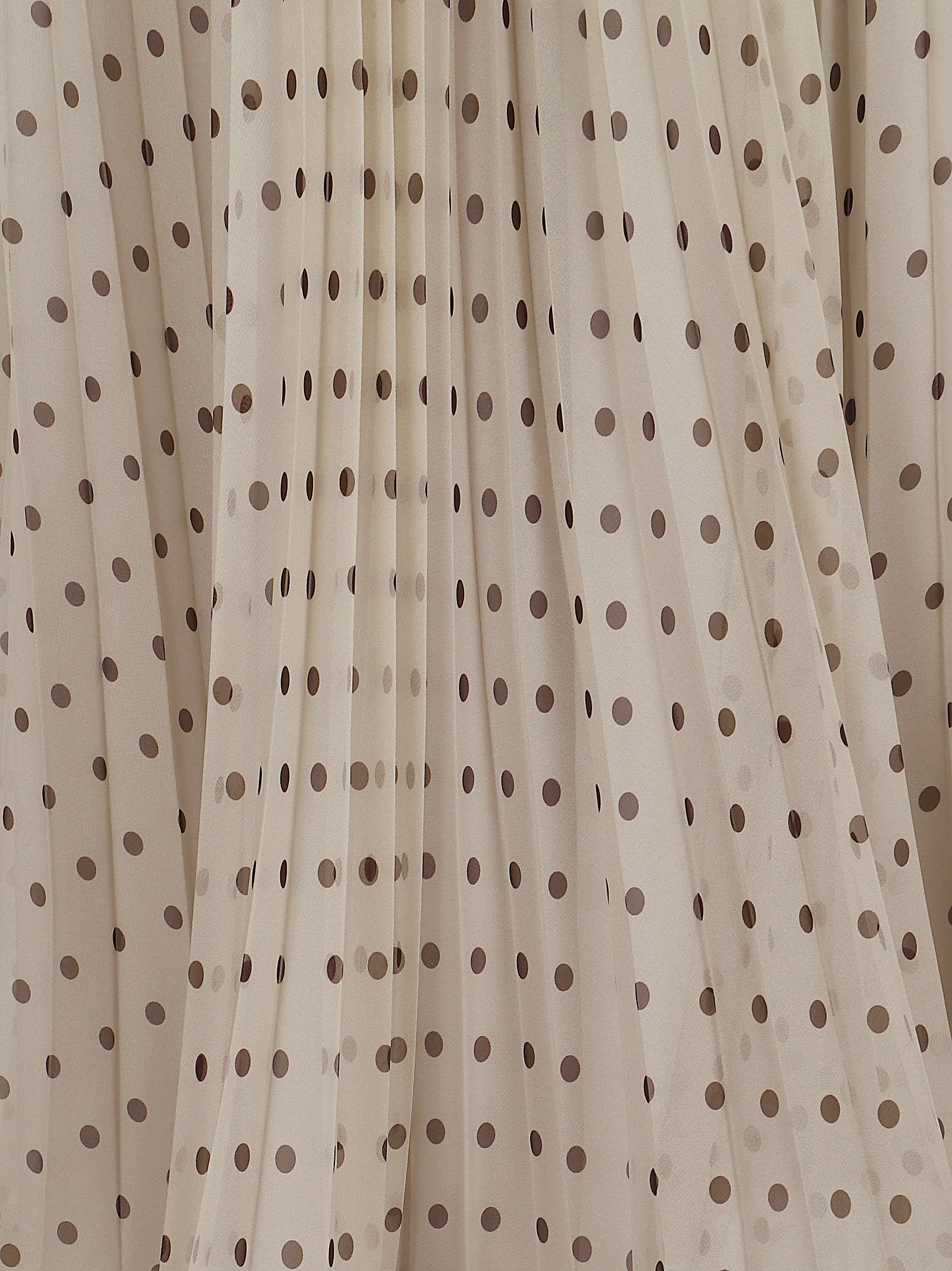 Flowing Nude Skirt with Brown Polka Dots