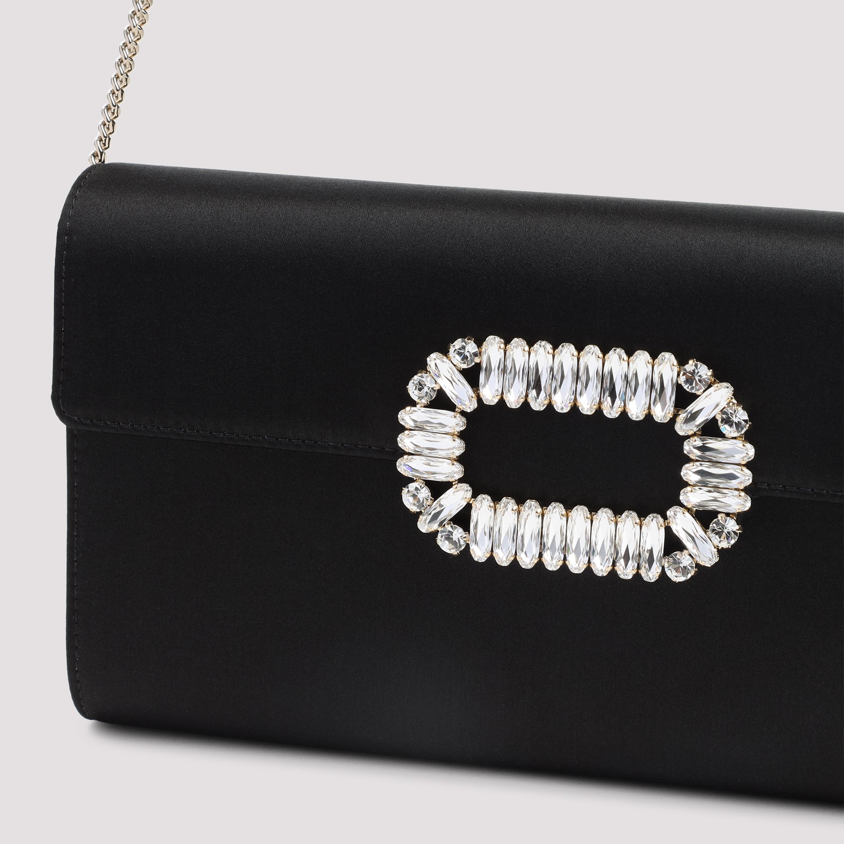 Satin Clutch with Crystal Embellishment