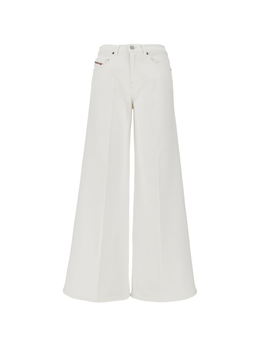 Wide-Leg High-Waist Jeans in Crisp White Fabric