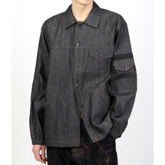 Grey Denim Jacket With Classic Button-Up Front And Chest Pockets
