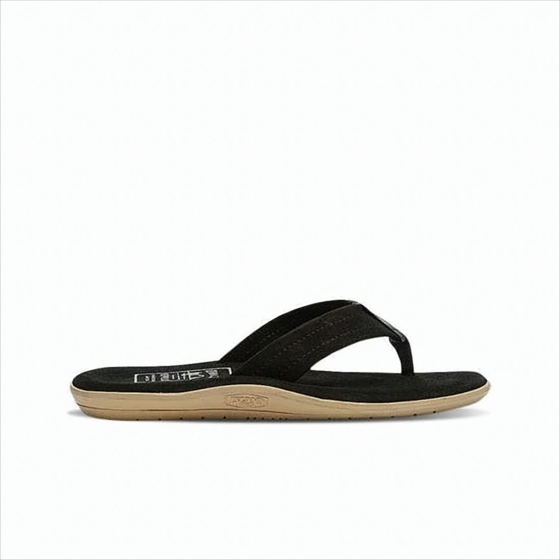 Black Suede Slip-On Sandals with Textured Grip