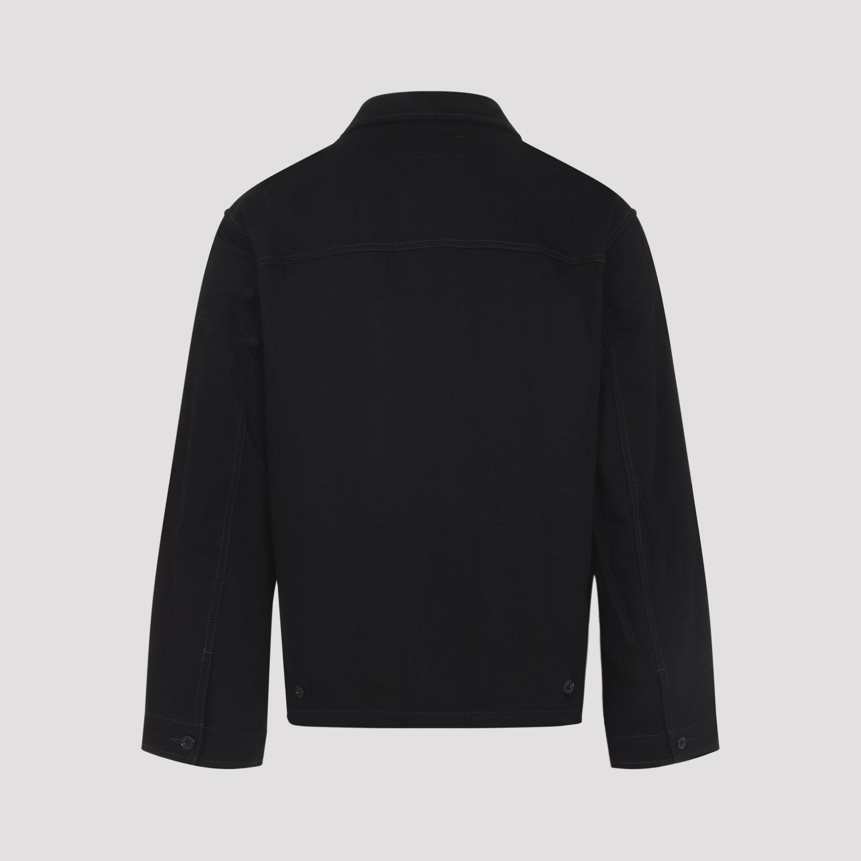 Minimalist Black Cotton Jacket with Structured Silhouette