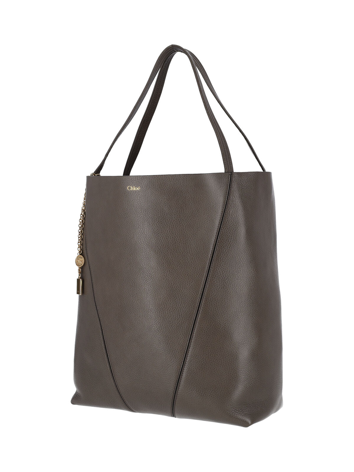 Grey Spin Textured Leather Tote