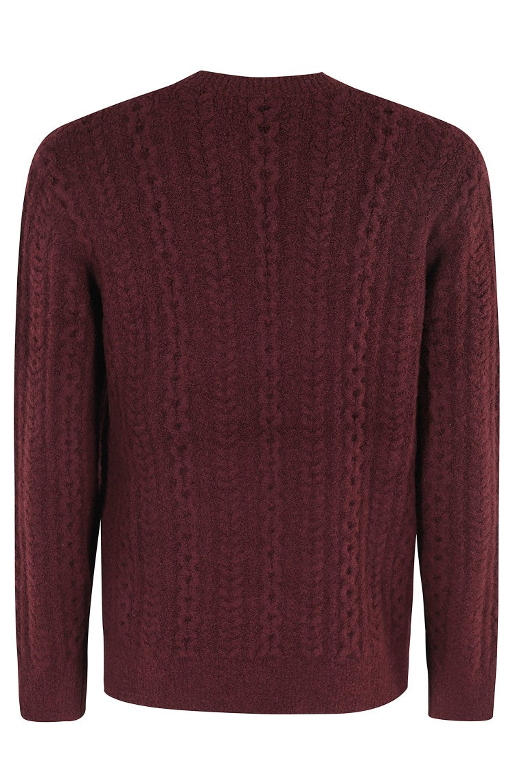 Burgundy Textured Cable Knit Sweater