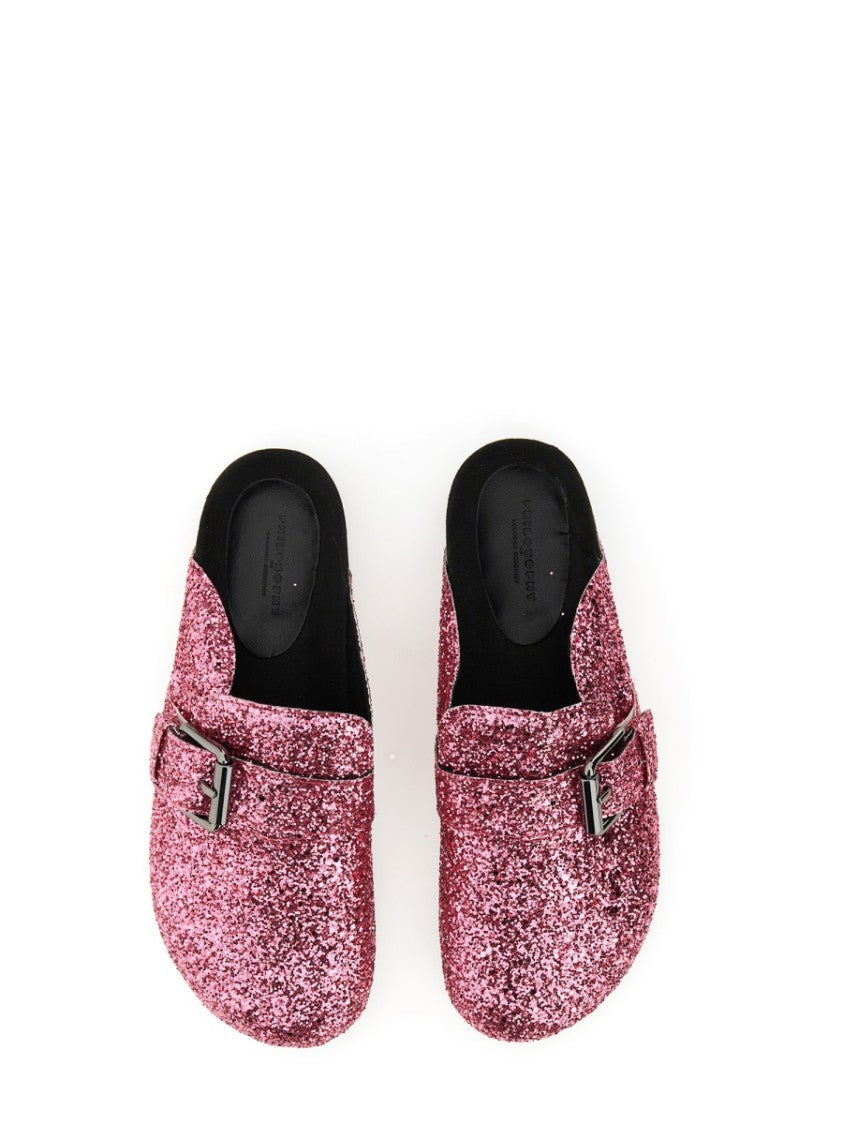 Glitter-Embellished Slip-On Sandals