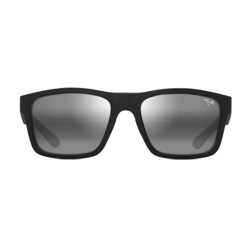 The Flats Matte Black Rectangular Sunglasses with Gradient Grey Lenses