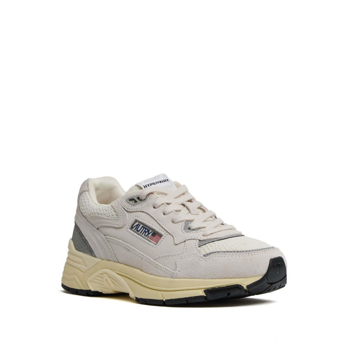 Sneakers Hyperway In Mesh E Suede Bianco/Argento
