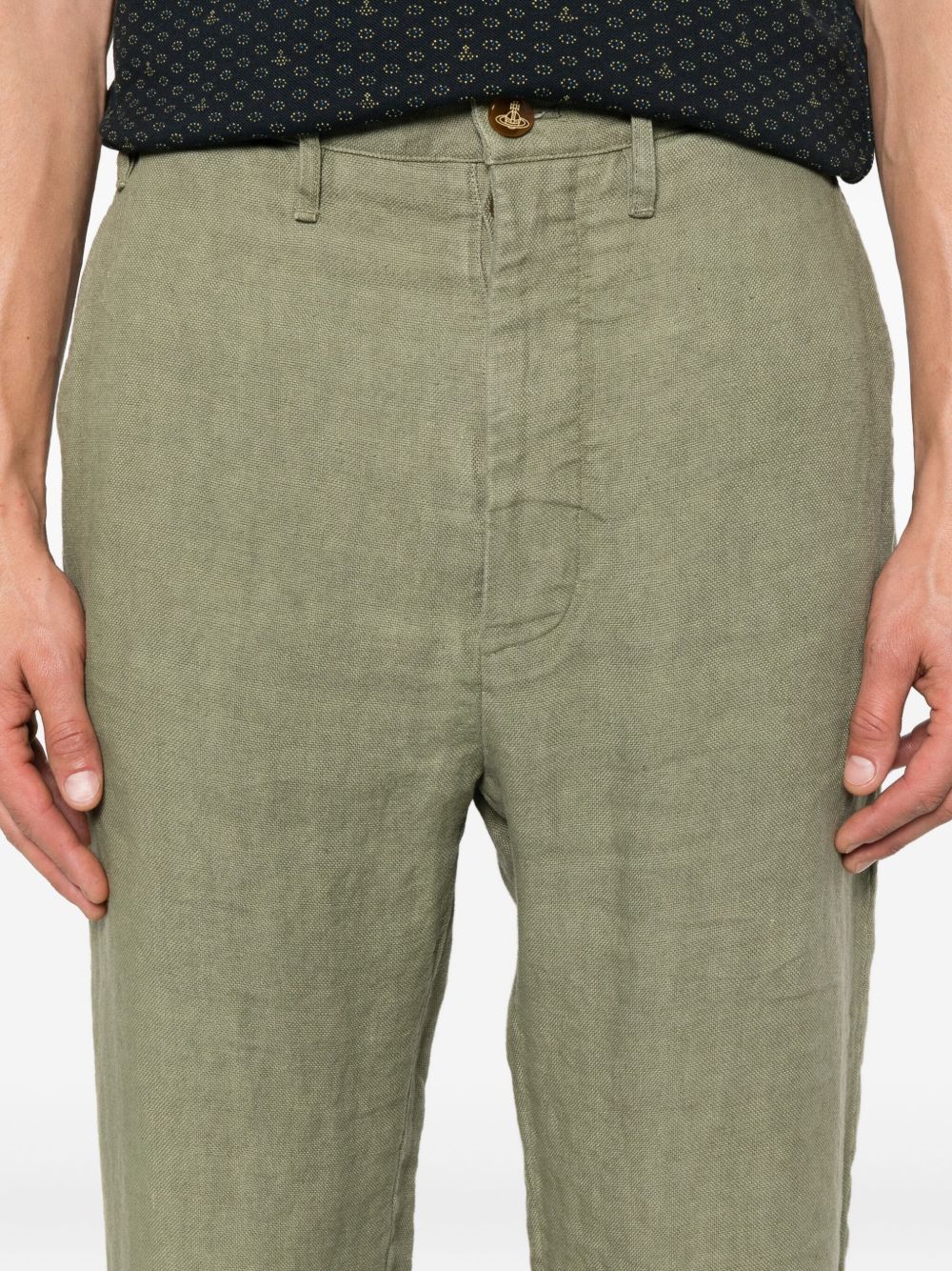 Khaki Green Straight Leg Trousers