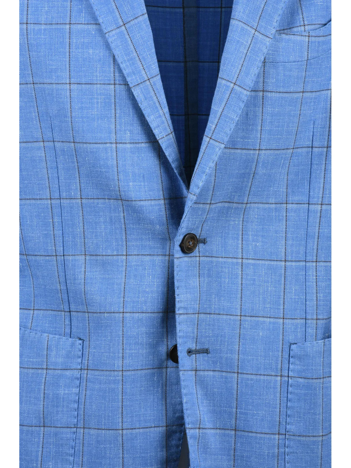 Light Blue Wool Polyamide Linen Rounded Jacket