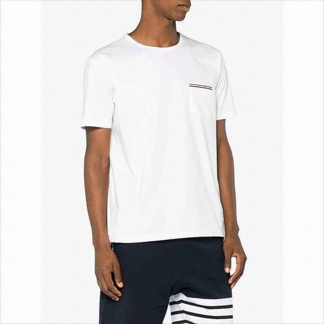 Short-Sleeved T-Shirt with Striped Pocket Detail