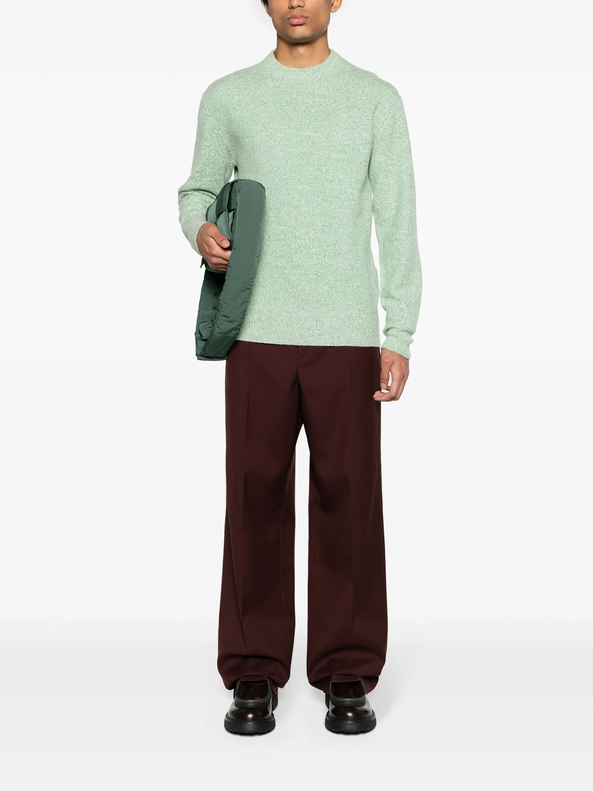 Green Textured Knit Viscose Sweater