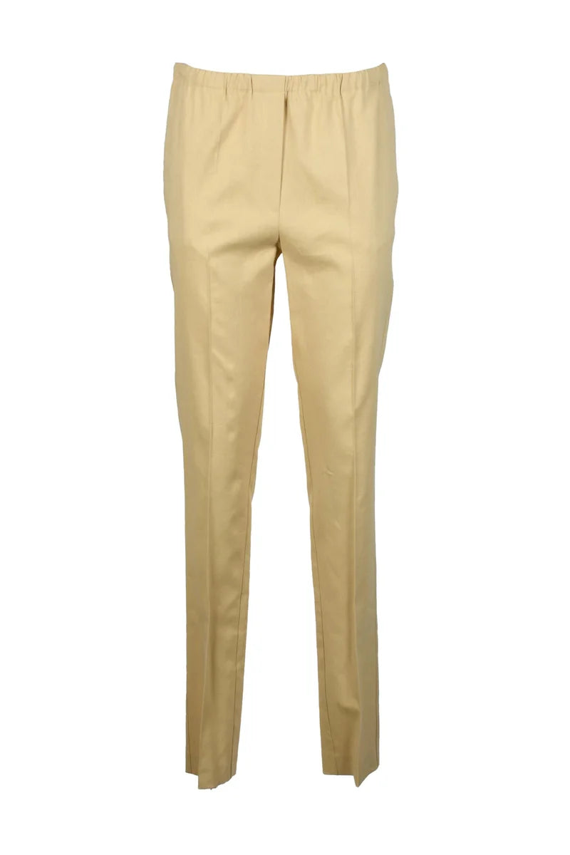 Linen Viscose Stretch Trousers - Cream